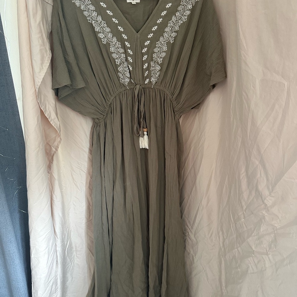 World Market Olive Green Maxi Dress